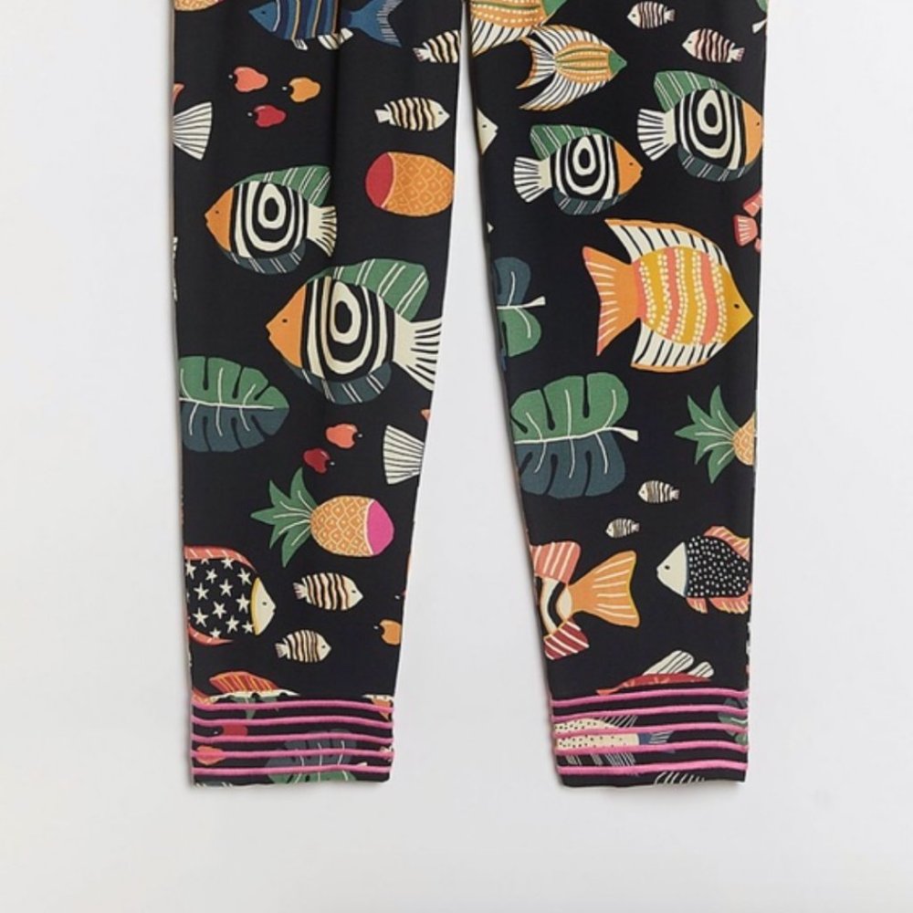 ⭐️Farm Rio Sealife Fish Colorful Peasant Hipster Hippie Art Deco Farm Boho Pants - Picture 2 of 4